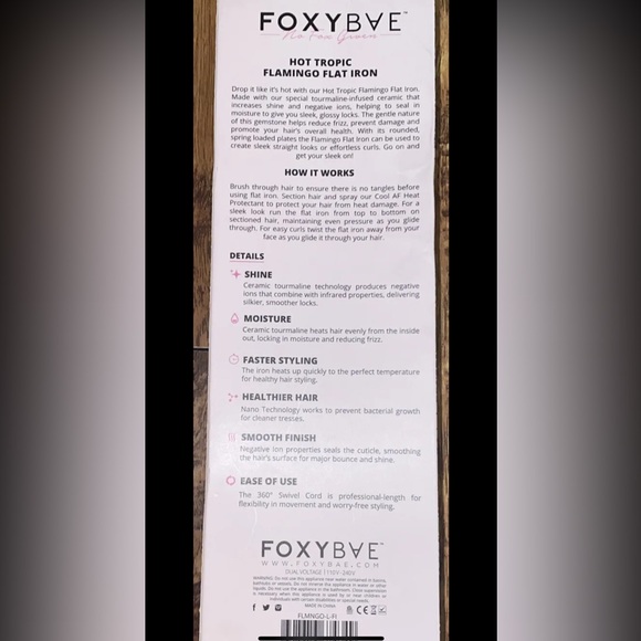 Foxybae HOT TROPIC Tourmaline infused Ceramic Flat Iron Straightener - Picture 2 of 2